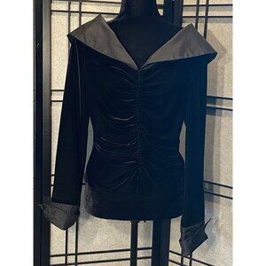 Chetta B Sherrie Bloom Peter Noviello Velvet Top Off The Shoulder Sz L Elegant